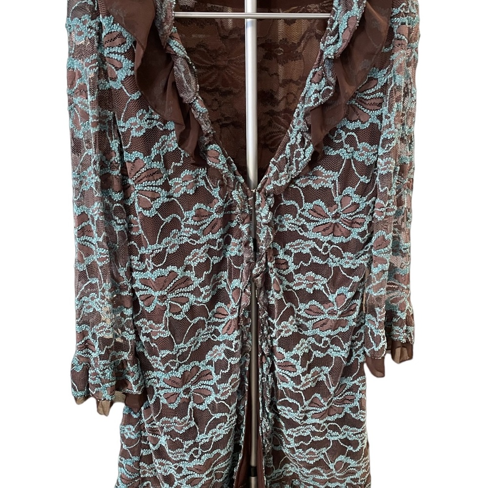 Young Essence Brown and Blue Lace Cardigan - Picture 11 of 12